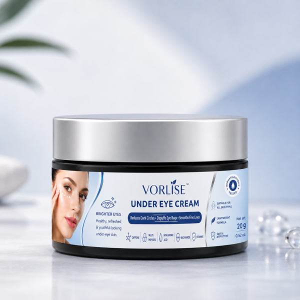VORLISE Under Eye Cream | Caffeine, Multi Peptides, Hyaluronic Acid, Niacinamide & Vitamin E | 20 g