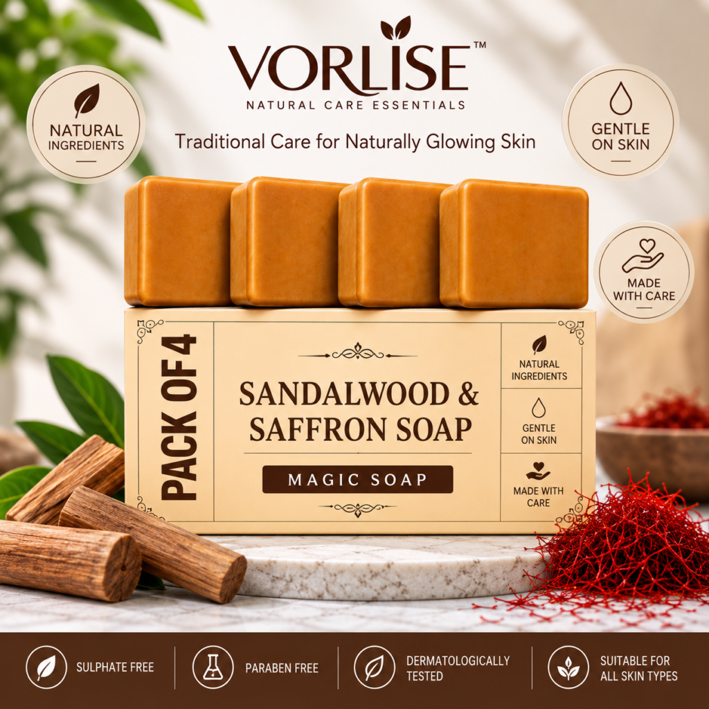 VORLISE Sandalwood & Saffron Magic Soap – Pack of 4